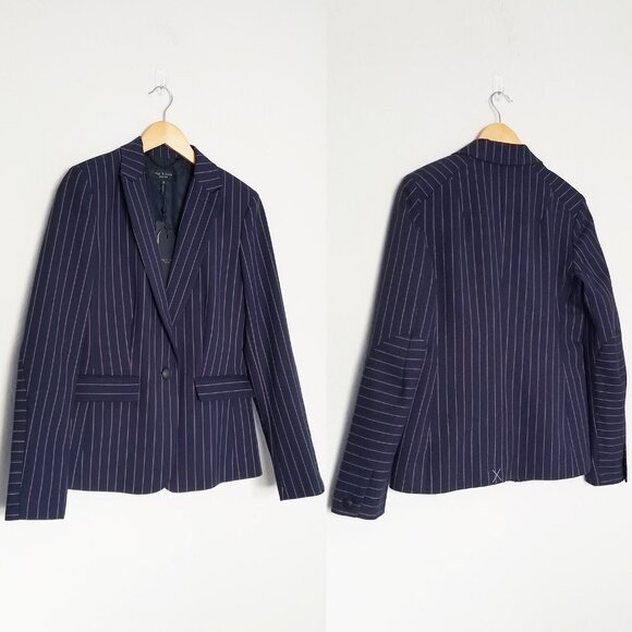 NEW Rag & Bone Navy Stripe Lexington Blazer Size 6 Pinstriped Quiet Luxury $550 - Picture 16 of 16